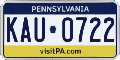PA license plate KAU0722