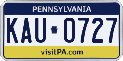 PA license plate KAU0727