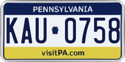 PA license plate KAU0758