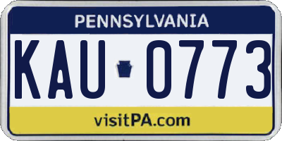 PA license plate KAU0773