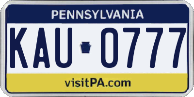 PA license plate KAU0777