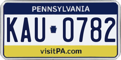 PA license plate KAU0782
