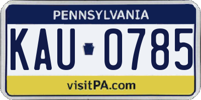 PA license plate KAU0785