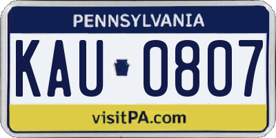 PA license plate KAU0807