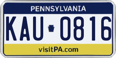 PA license plate KAU0816