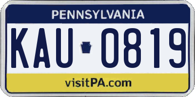 PA license plate KAU0819