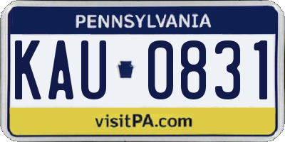 PA license plate KAU0831