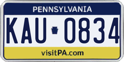 PA license plate KAU0834