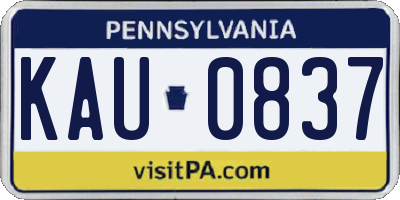PA license plate KAU0837