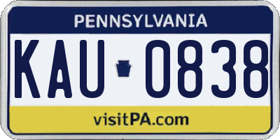 PA license plate KAU0838