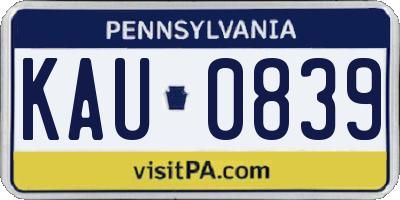 PA license plate KAU0839