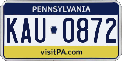 PA license plate KAU0872