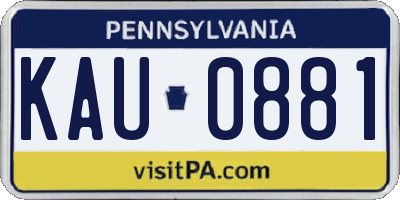 PA license plate KAU0881