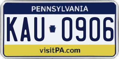 PA license plate KAU0906