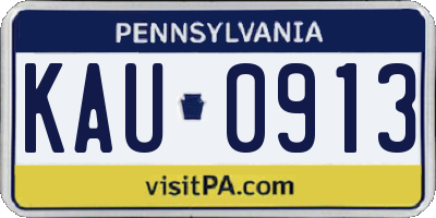 PA license plate KAU0913
