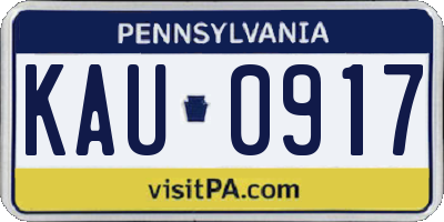 PA license plate KAU0917