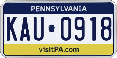 PA license plate KAU0918
