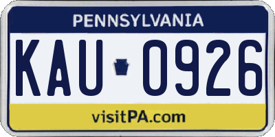 PA license plate KAU0926
