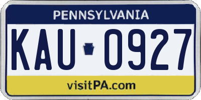 PA license plate KAU0927