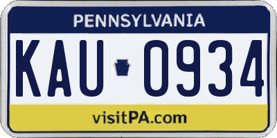 PA license plate KAU0934