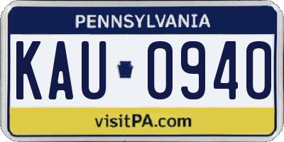 PA license plate KAU0940