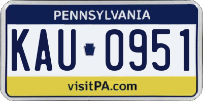 PA license plate KAU0951