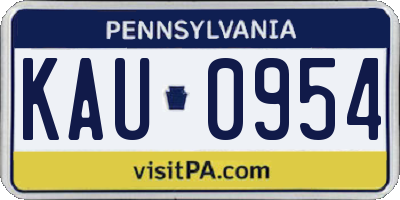 PA license plate KAU0954