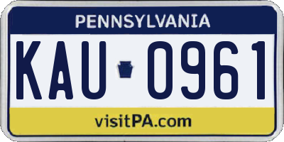 PA license plate KAU0961