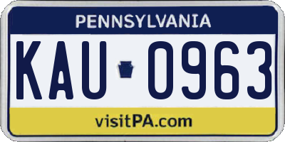PA license plate KAU0963