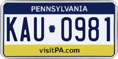 PA license plate KAU0981
