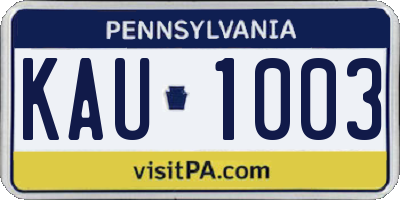 PA license plate KAU1003