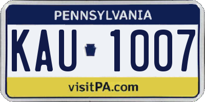 PA license plate KAU1007