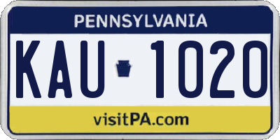 PA license plate KAU1020