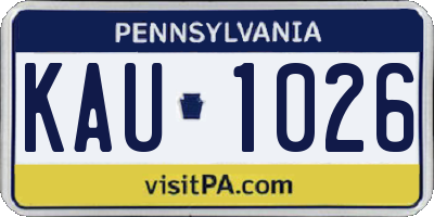 PA license plate KAU1026