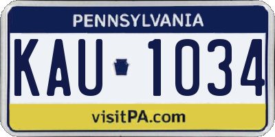 PA license plate KAU1034