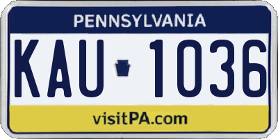 PA license plate KAU1036
