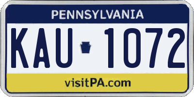 PA license plate KAU1072