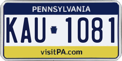 PA license plate KAU1081