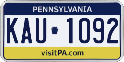 PA license plate KAU1092