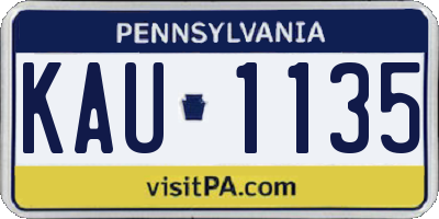 PA license plate KAU1135