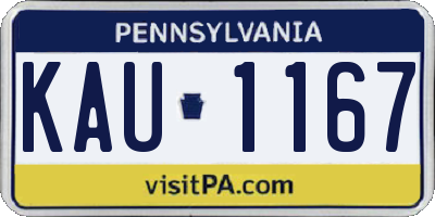 PA license plate KAU1167
