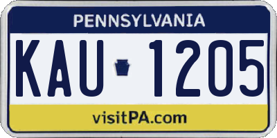 PA license plate KAU1205