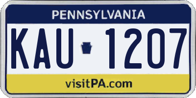 PA license plate KAU1207