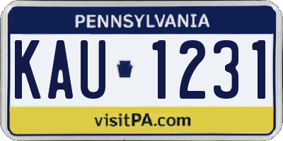 PA license plate KAU1231