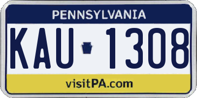 PA license plate KAU1308