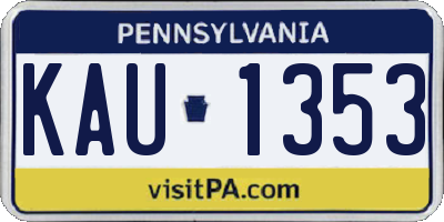 PA license plate KAU1353