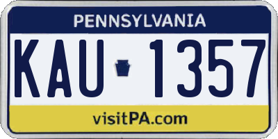 PA license plate KAU1357