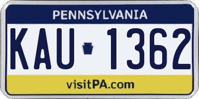 PA license plate KAU1362