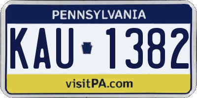 PA license plate KAU1382