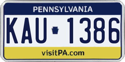 PA license plate KAU1386